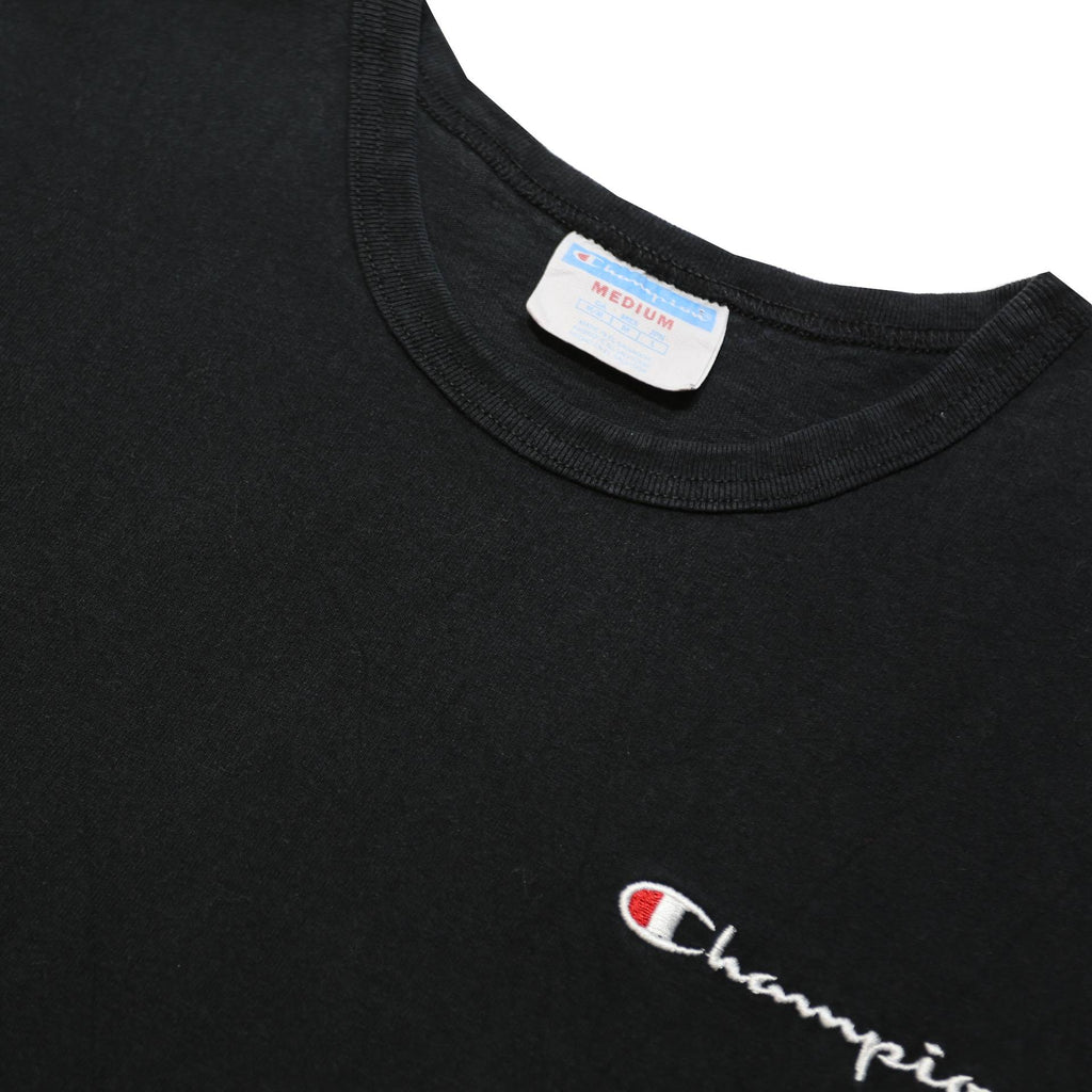 CHAMPION Mens Black Graphic T-Shirt M Short Sleeve Crew Neck Classic Cotton