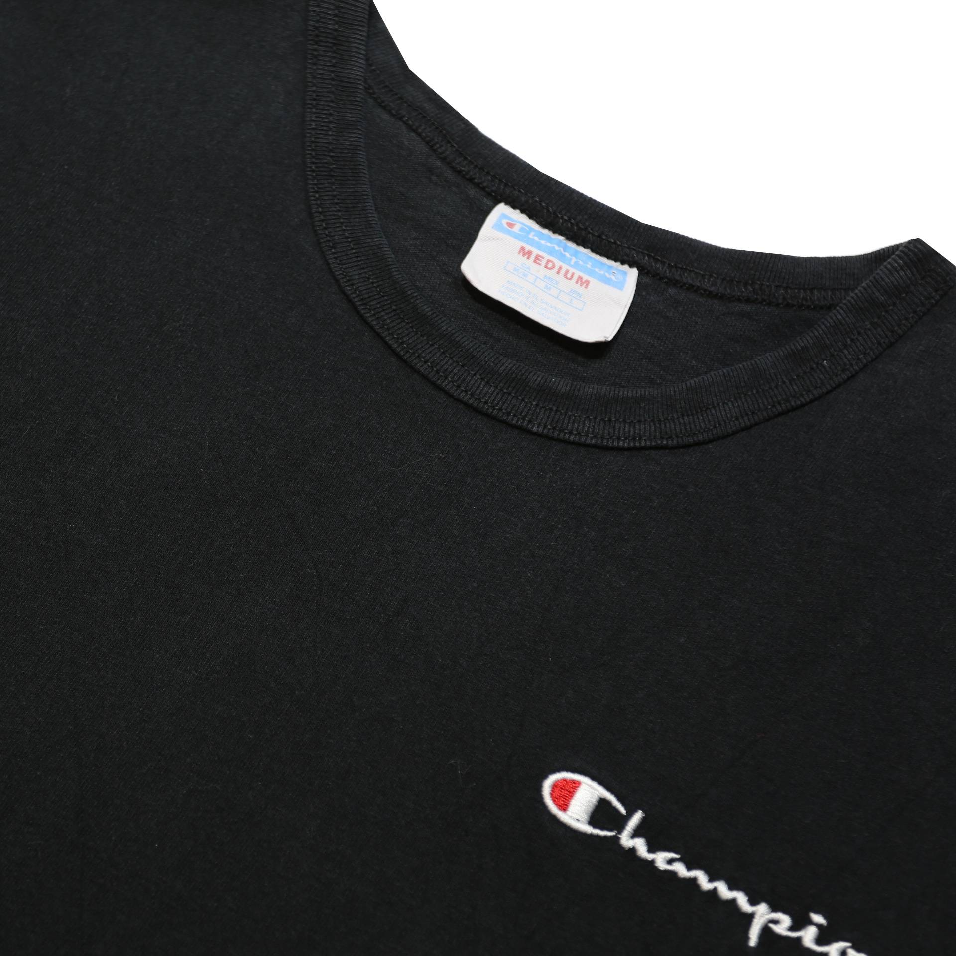 CHAMPION Mens Black Graphic T-Shirt M Short Sleeve Crew Neck Classic Cotton
