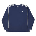 ADIDAS Mens Blue Crew Neck XL Sweatshirt Three Stripe Jersey Pullover