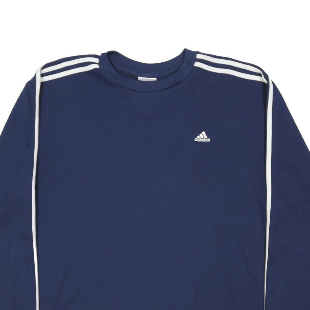 ADIDAS Mens Blue Crew Neck XL Sweatshirt Three Stripe Jersey Pullover