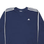 ADIDAS Mens Blue Crew Neck XL Sweatshirt Three Stripe Jersey Pullover