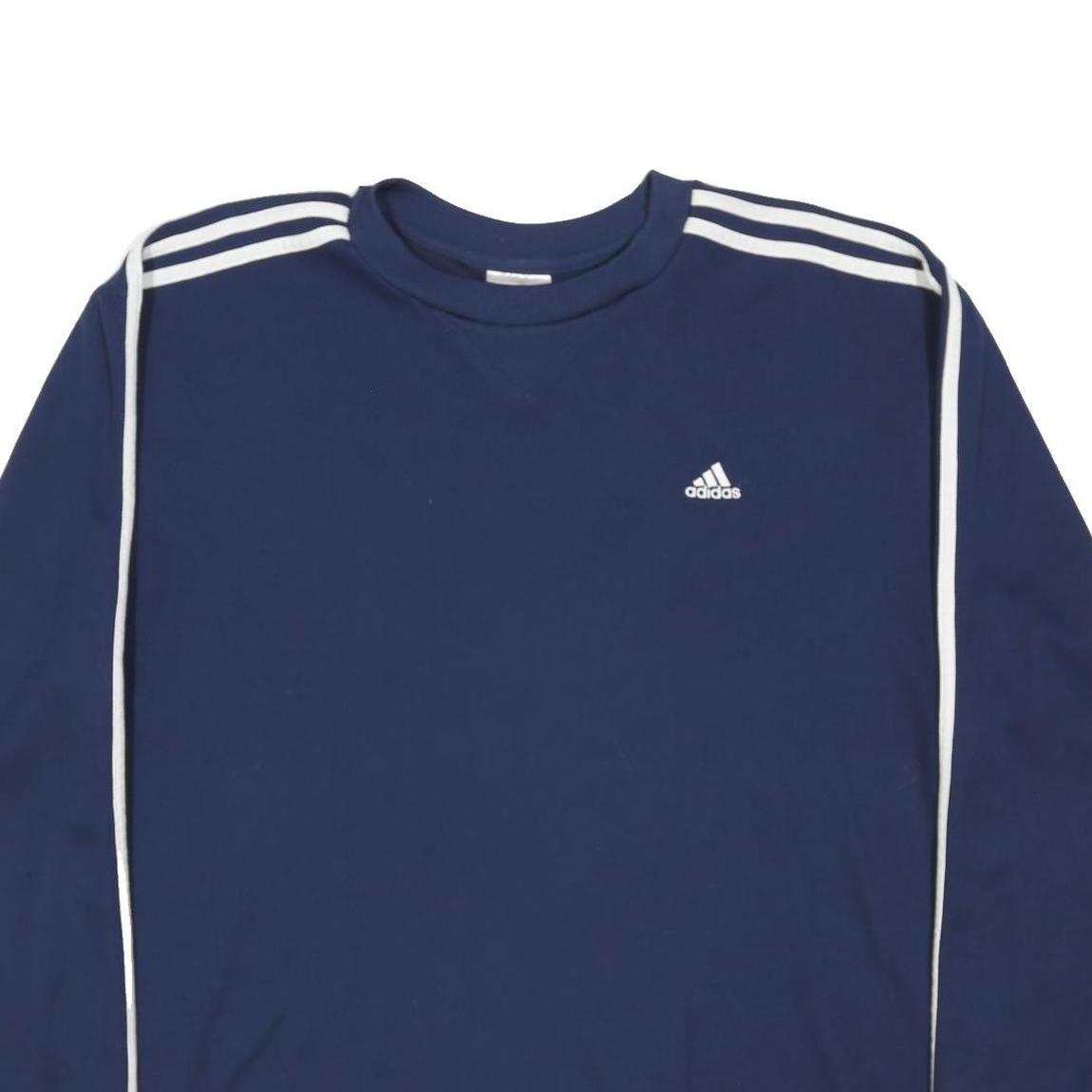ADIDAS Mens Blue Crew Neck XL Sweatshirt Three Stripe Jersey Pullover