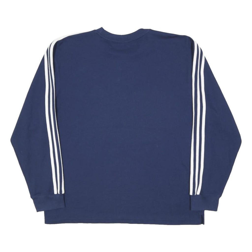 ADIDAS Mens Blue Crew Neck XL Sweatshirt Three Stripe Jersey Pullover