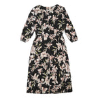 LAUREN RALPH LAUREN Womens Black Floral Day Dress Polyester Blend 3/4 Sleeve