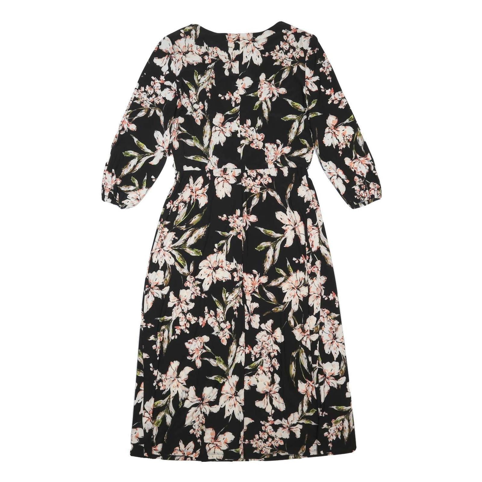 LAUREN RALPH LAUREN Womens Black Floral Day Dress Polyester Blend 3/4 Sleeve