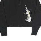 NIKE Womens Black Cropped 1/4 Zip Sweatshirt M Cotton Blend Casual