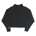 NIKE Womens Black Cropped 1/4 Zip Sweatshirt M Cotton Blend Casual