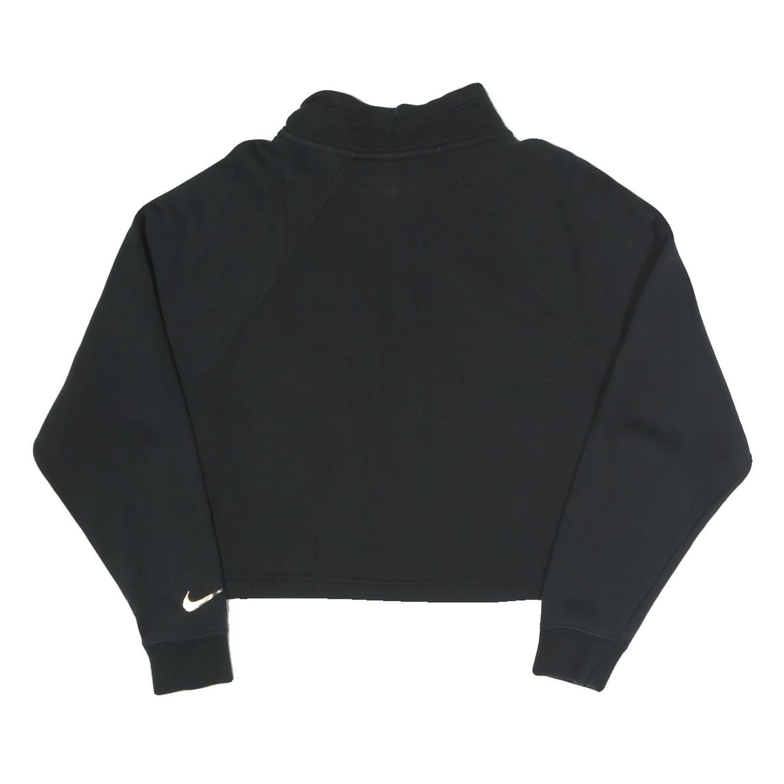 NIKE Womens Black Cropped 1/4 Zip Sweatshirt M Cotton Blend Casual