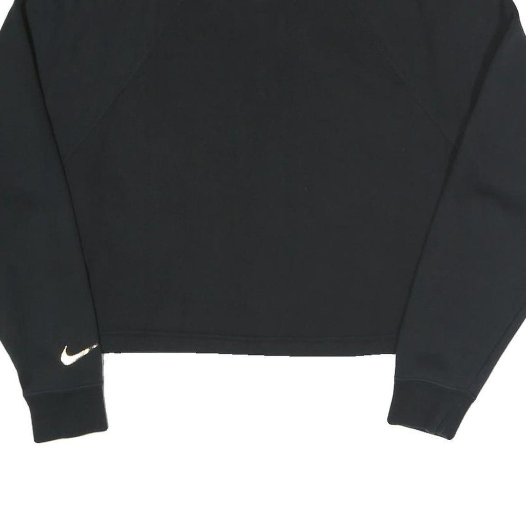 NIKE Womens Black Cropped 1/4 Zip Sweatshirt M Cotton Blend Casual