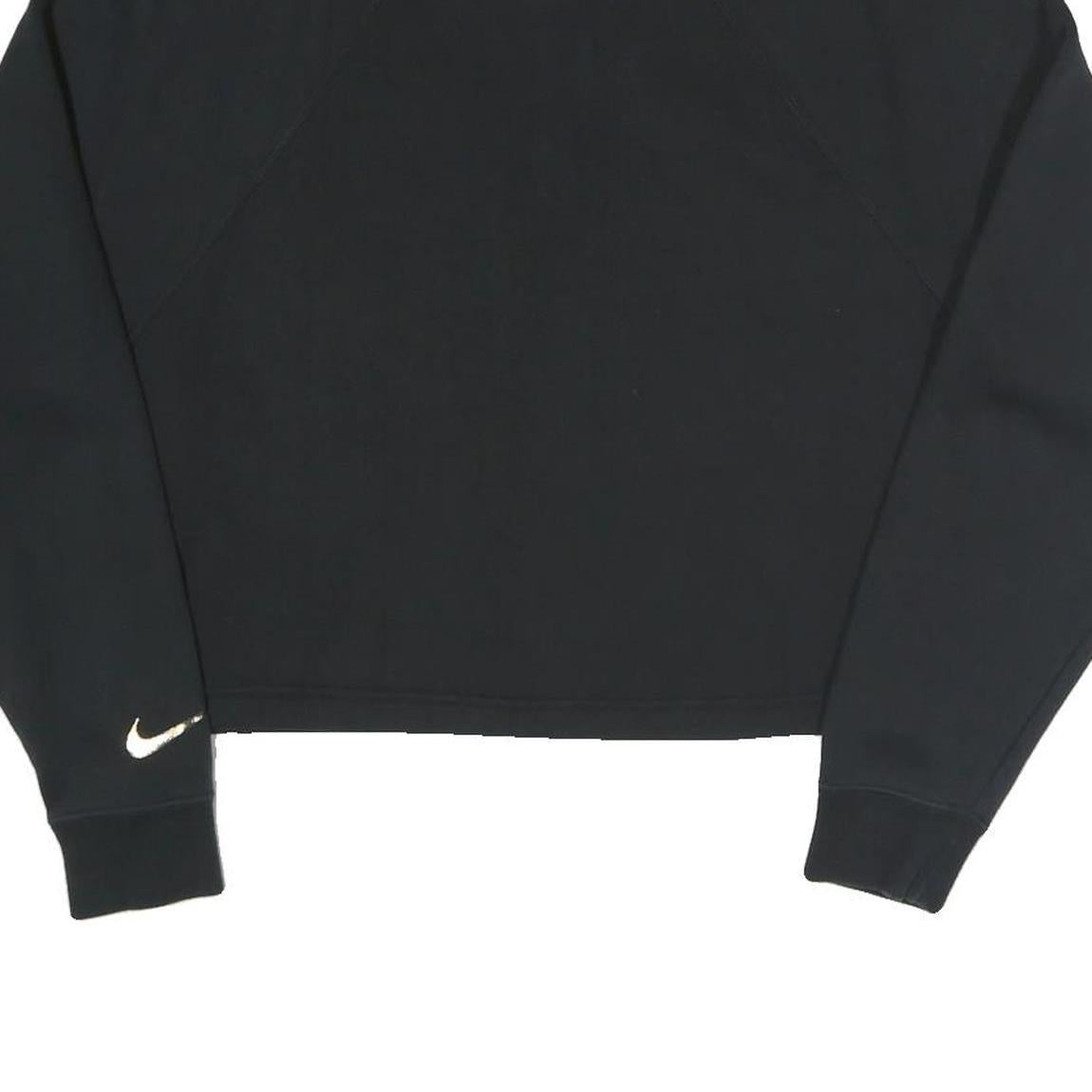 NIKE Womens Black Cropped 1/4 Zip Sweatshirt M Cotton Blend Casual