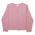 CHRISTOPHER & BANKS Womens Pink Patterned Jumper Scoop Neck Basic Knit L Button
