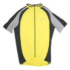 ULTRA Mens Yellow & Grey Modern T-Shirt L Short Sleeve Zip Neck Cycling Sports