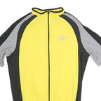 ULTRA Mens Yellow & Grey Modern T-Shirt L Short Sleeve Zip Neck Cycling Sports
