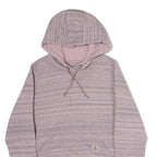 CARHARTT Womens Pink & Grey Striped Hoodie S Soft Cotton Casual Pullover