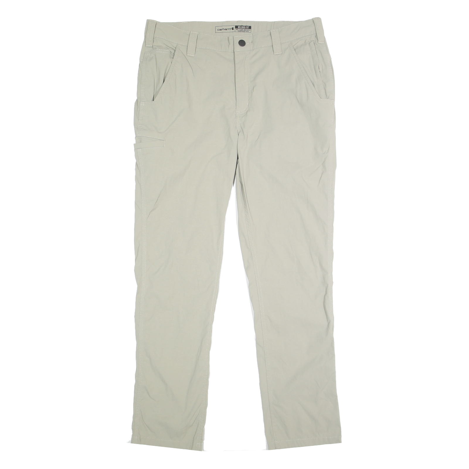 CARHARTT Mens Nylon Beige Relaxed Straight Trousers W32 L30 Workwear Casual Zip