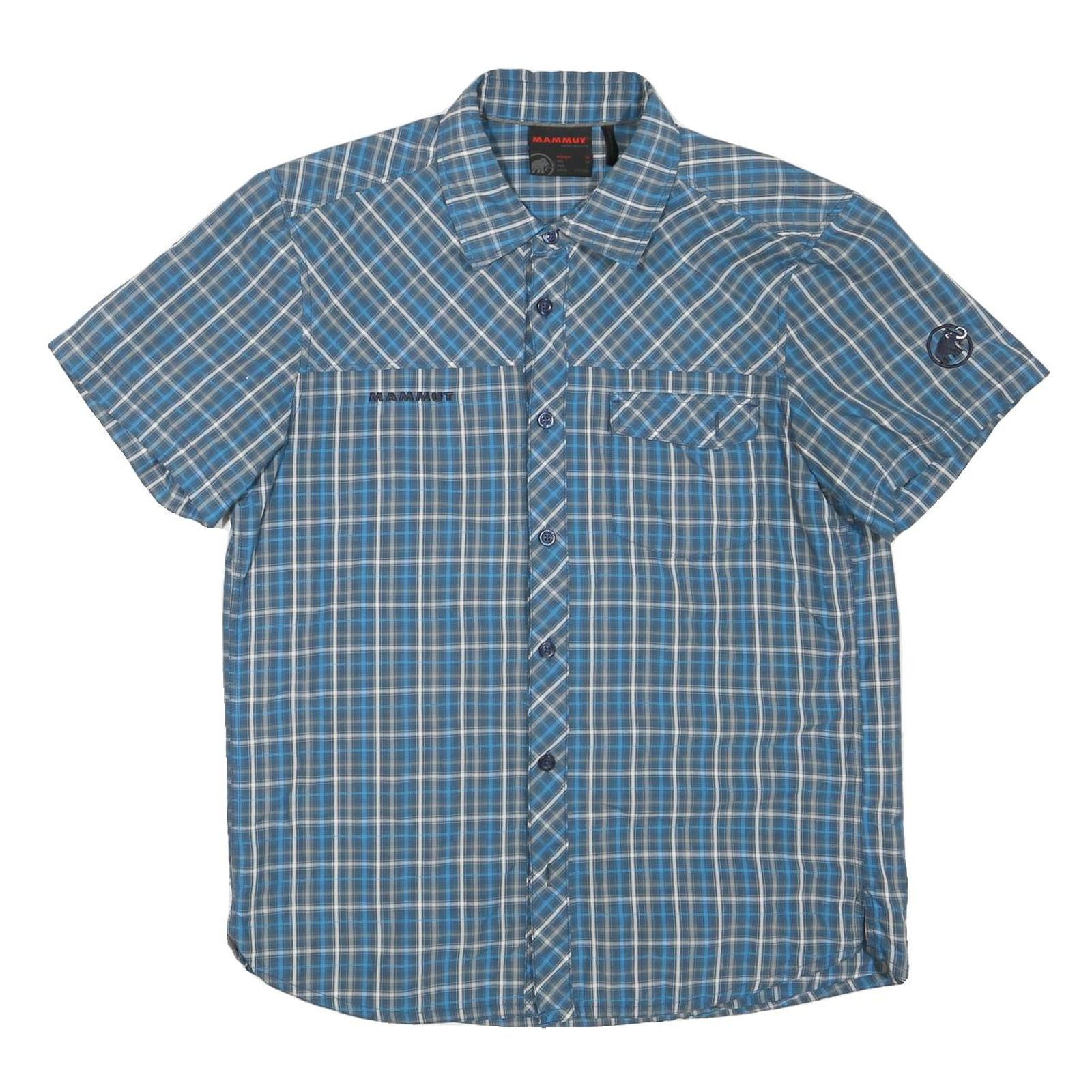 MAMMUT Mens Blue Check Casual Short Sleeve Shirt M Cotton Blend Comfort