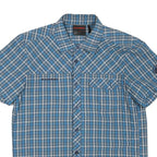 MAMMUT Mens Blue Check Casual Short Sleeve Shirt M Cotton Blend Comfort