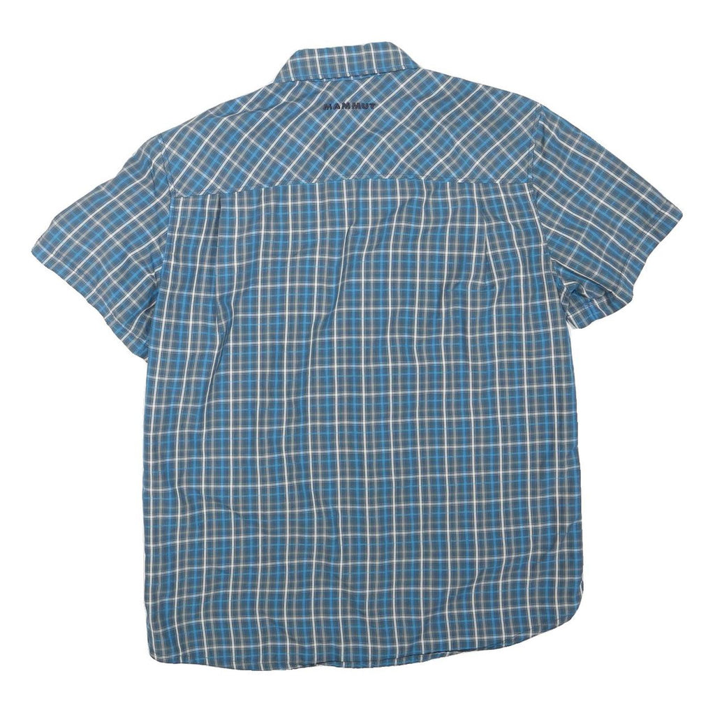 MAMMUT Mens Blue Check Casual Short Sleeve Shirt M Cotton Blend Comfort