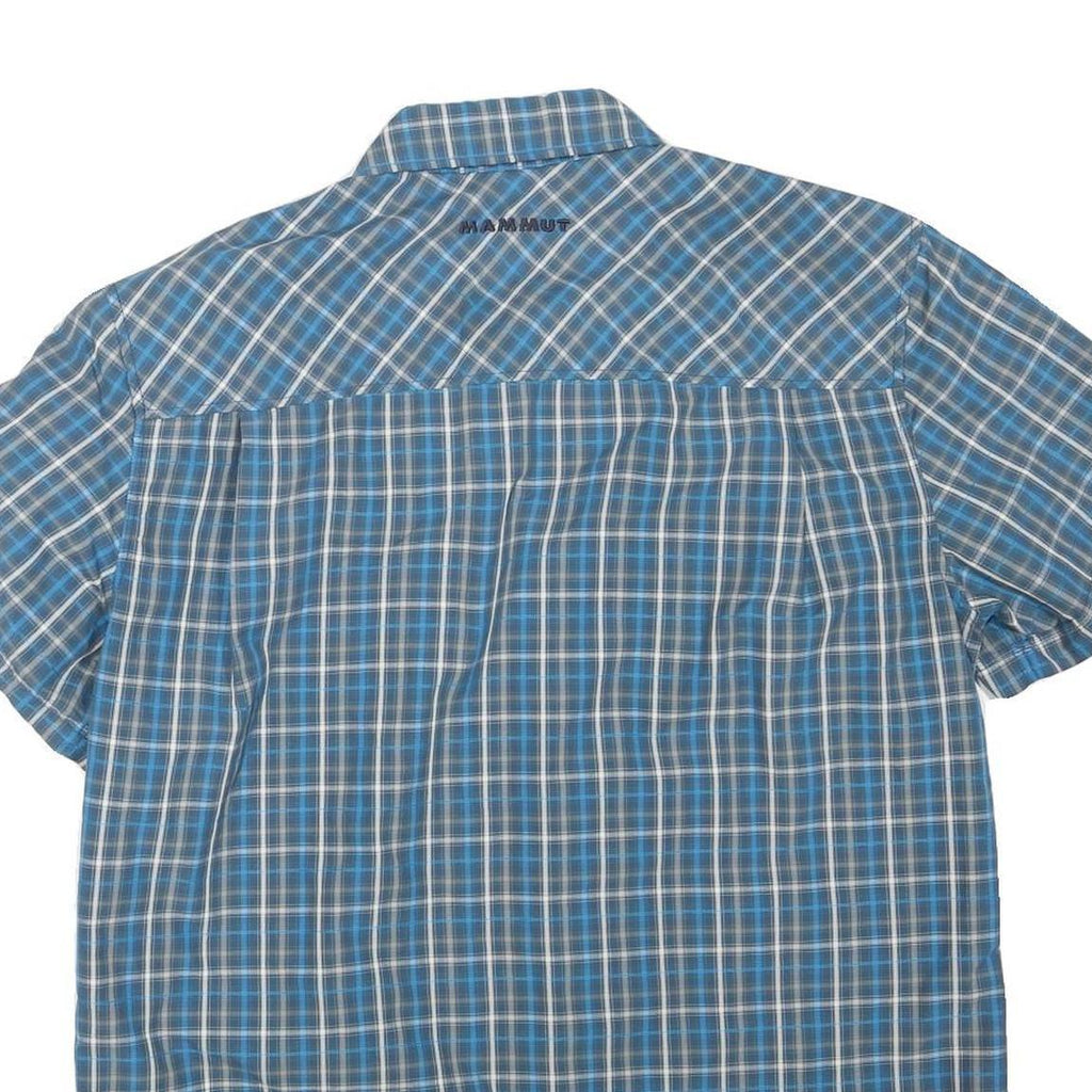 MAMMUT Mens Blue Check Casual Short Sleeve Shirt M Cotton Blend Comfort