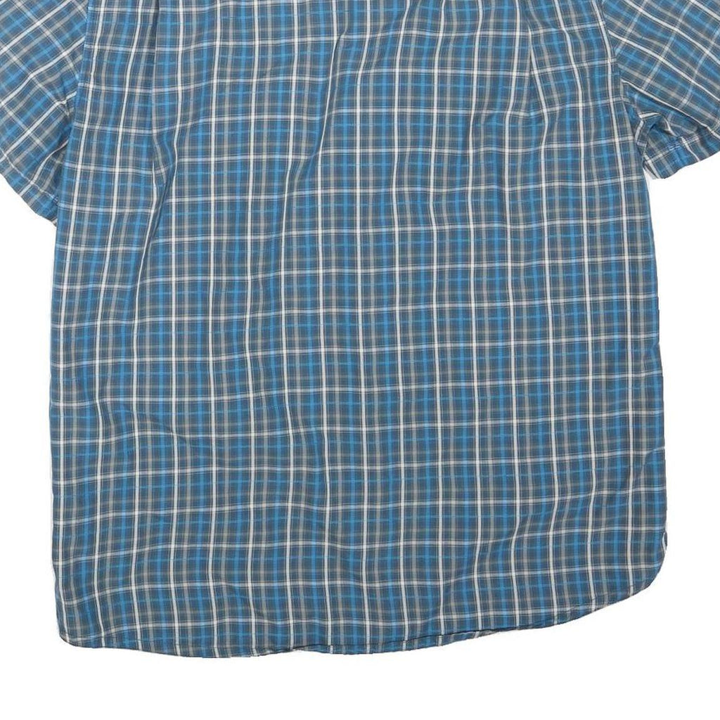 MAMMUT Mens Blue Check Casual Short Sleeve Shirt M Cotton Blend Comfort