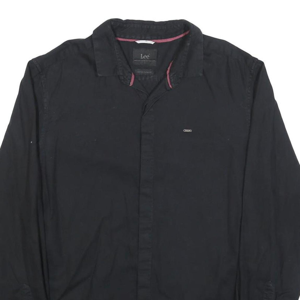 LEE Mens Black Cotton Blend Shirt L Long Sleeve Casual Button Closure