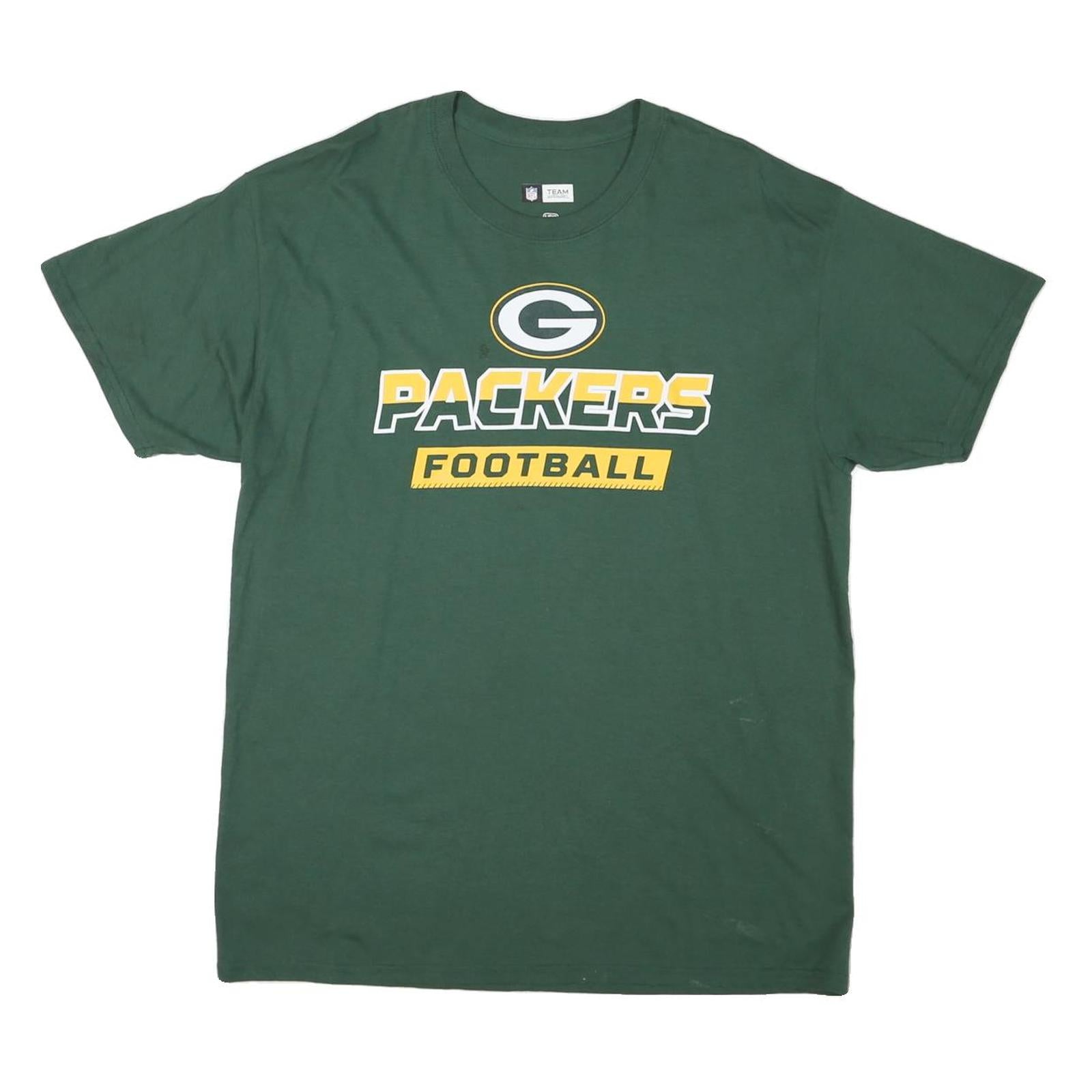 NFL Mens Green Green Bay Packers Football T-Shirt L Short Sleeve Crew Neck