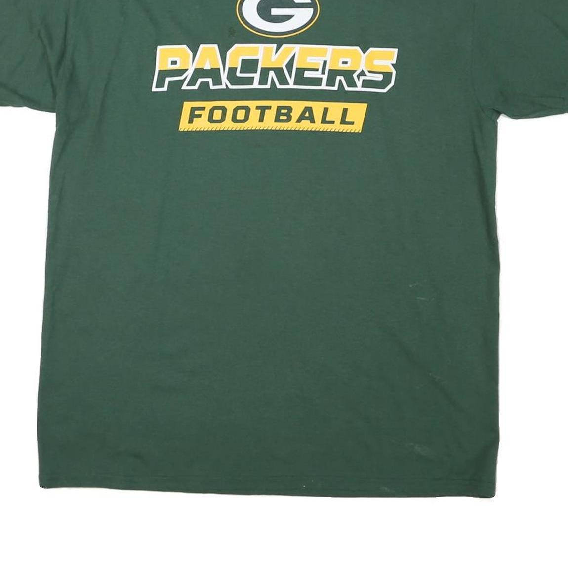 NFL Mens Green Green Bay Packers Football T-Shirt L Short Sleeve Crew Neck