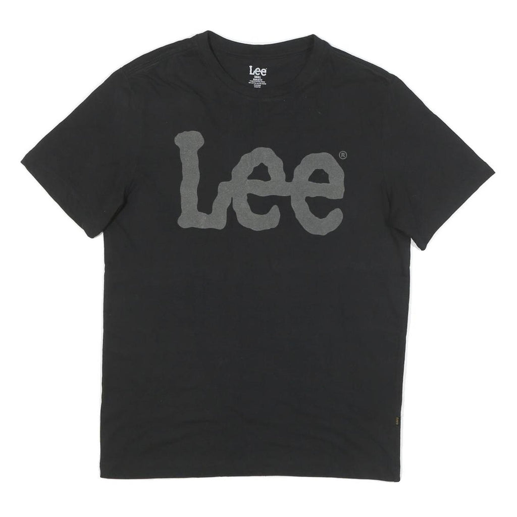 LEE Mens Black Graphic T-Shirt S Short Sleeve Crew Neck Cotton Blend
