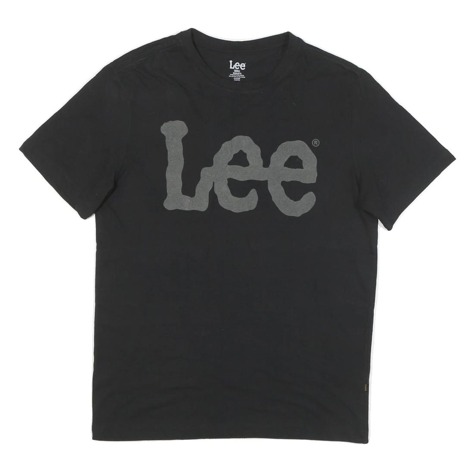 LEE Mens Black Graphic T-Shirt S Short Sleeve Crew Neck Cotton Blend