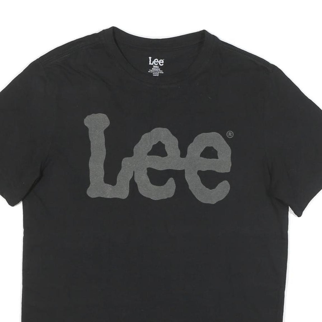 LEE Mens Black Graphic T-Shirt S Short Sleeve Crew Neck Cotton Blend