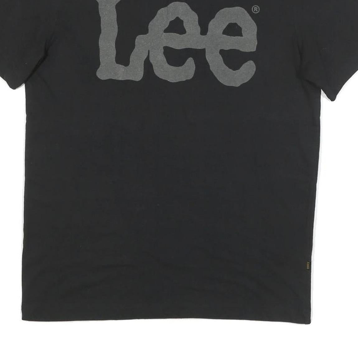 LEE Mens Black Graphic T-Shirt S Short Sleeve Crew Neck Cotton Blend