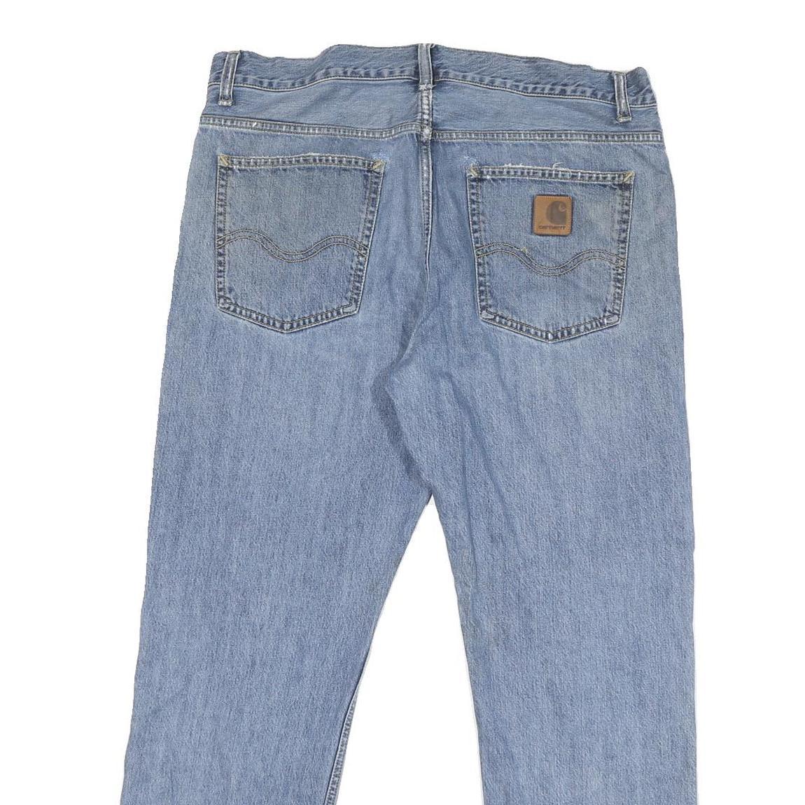 CARHARTT Mens Regular Fit Blue Denim Jeans W34 L29 Button Closure Casual Wear