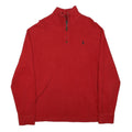 POLO RALPH LAUREN Mens Red Patterned Jumper Half Zip Cotton L Classic Casual