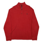 POLO RALPH LAUREN Mens Red Patterned Jumper Half Zip Cotton L Classic Casual