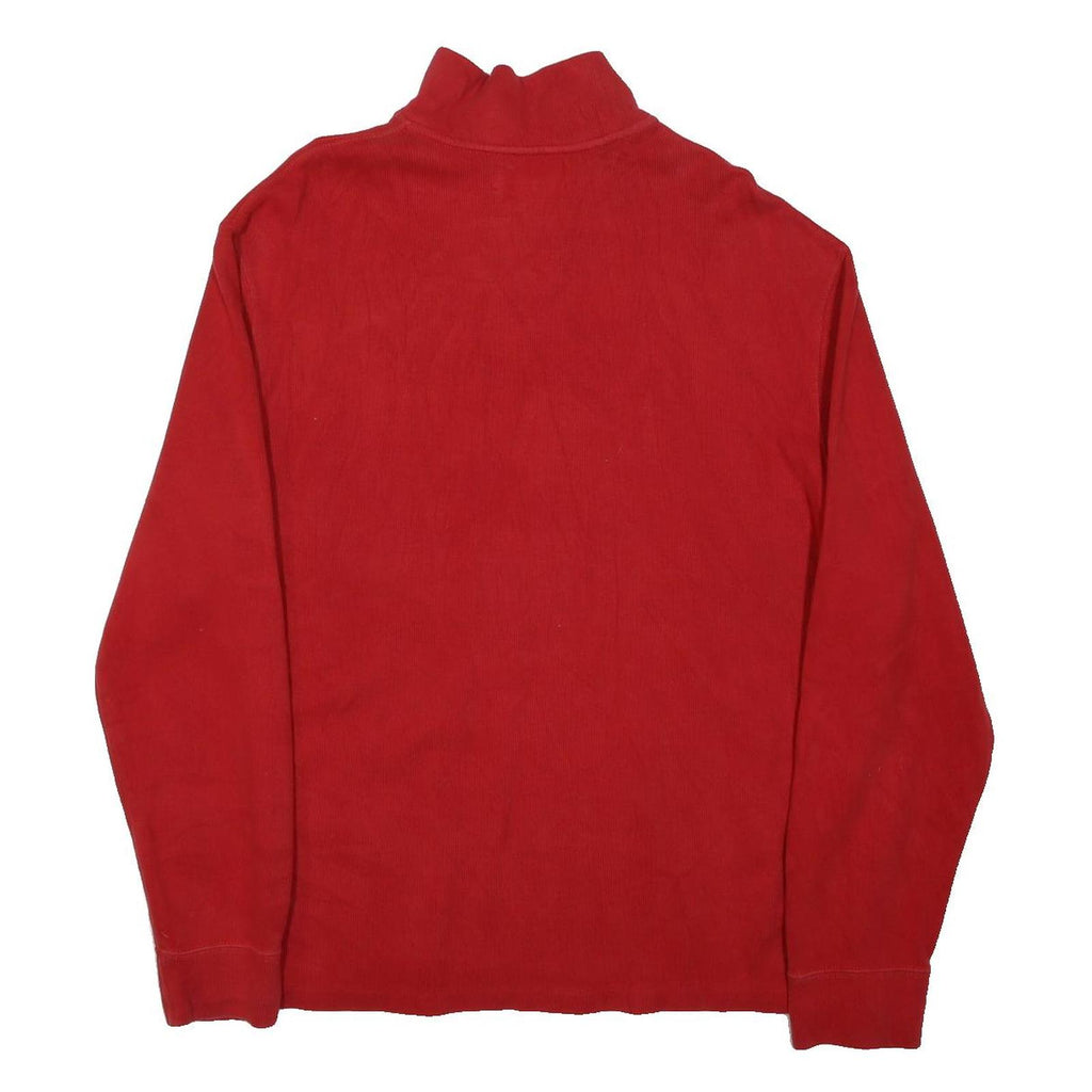 POLO RALPH LAUREN Mens Red Patterned Jumper Half Zip Cotton L Classic Casual