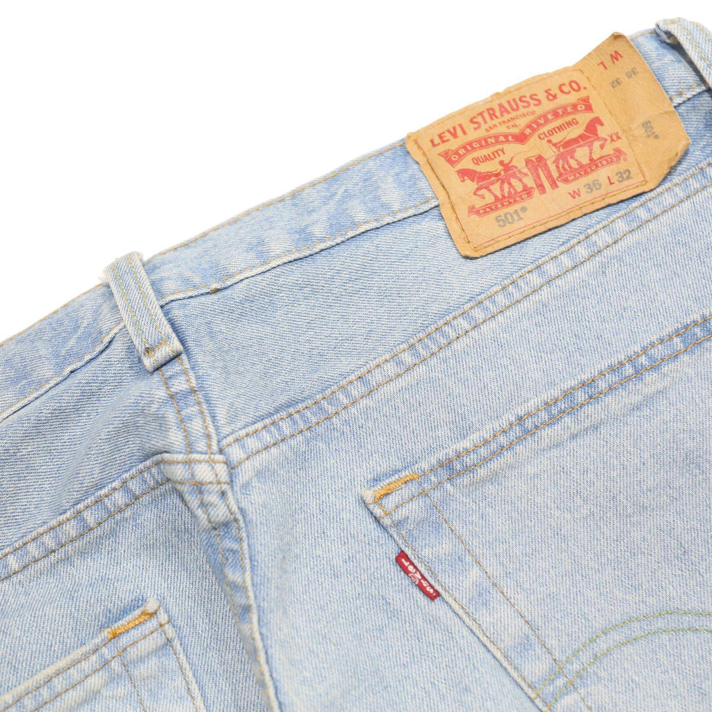 LEVI'S 501 Mens Jeans Blue Regular Straight Denim Light W36 L27 Button Cotton