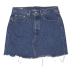 LEVI'S Womens Blue Denim Mini Skirt Cotton Blend Frayed Hem Size L