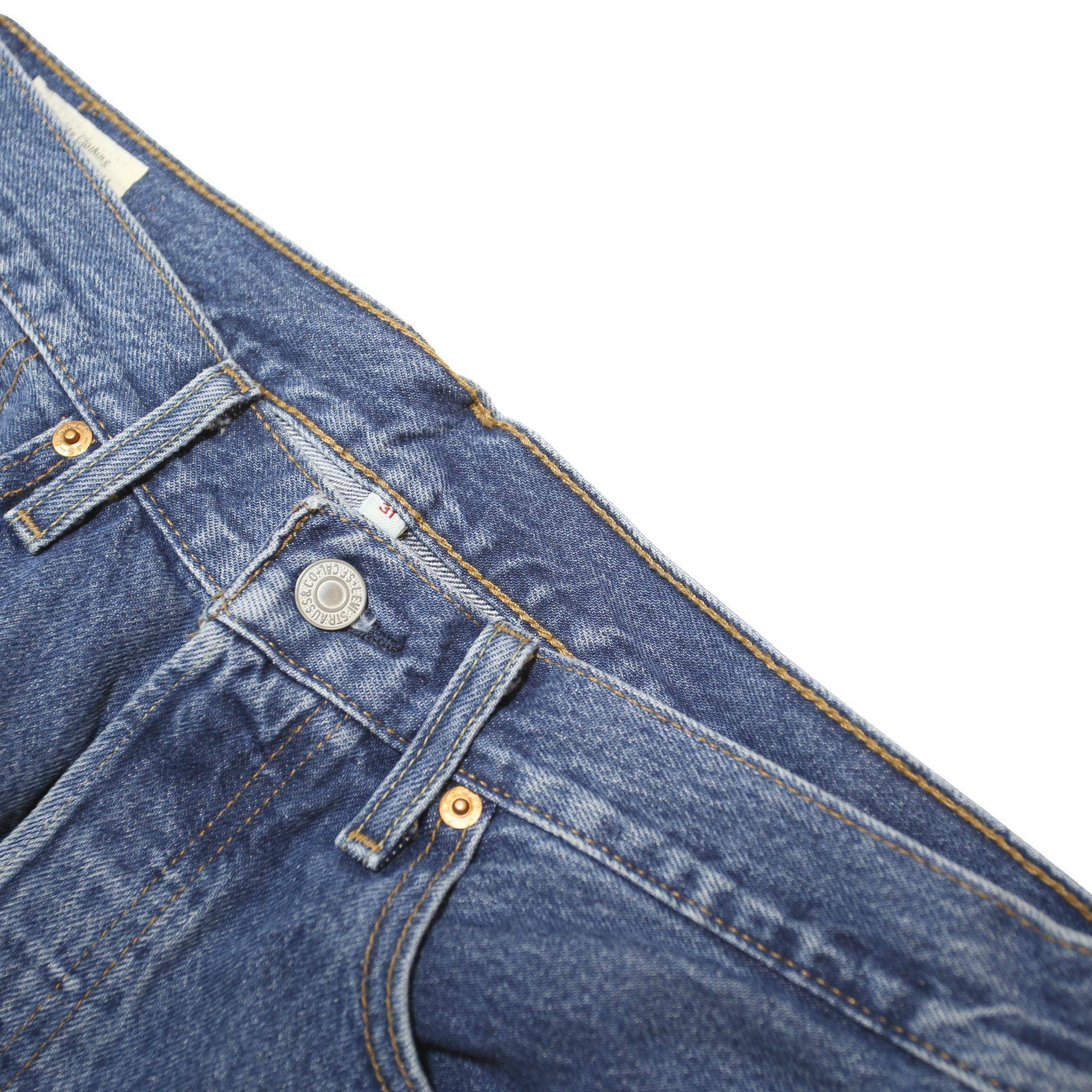 LEVI'S Womens Blue Denim Mini Skirt Cotton Blend Frayed Hem Size L