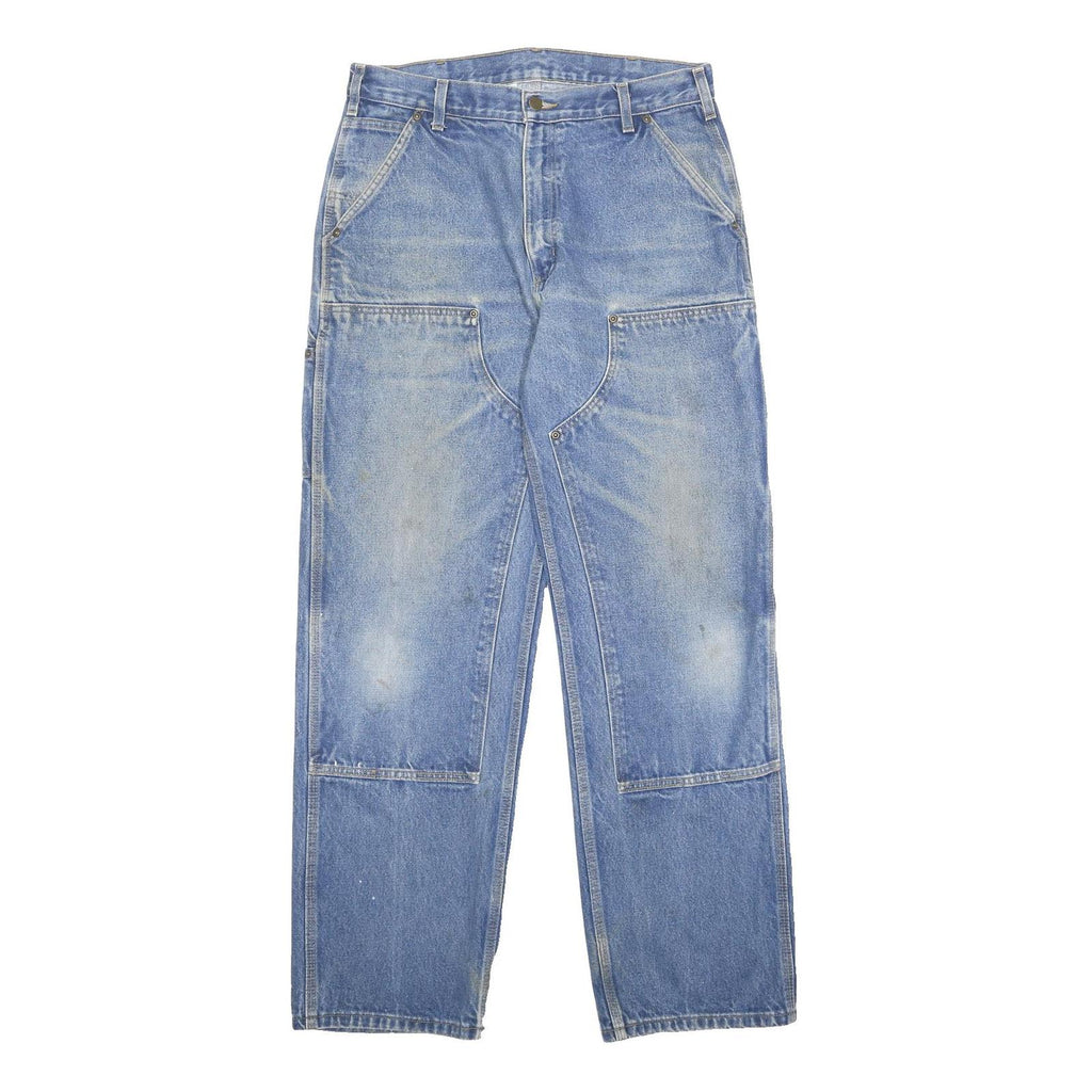 CARHARTT Mens Relaxed Blue Denim Jeans W34 L32 Workwear Durable Cotton Zip