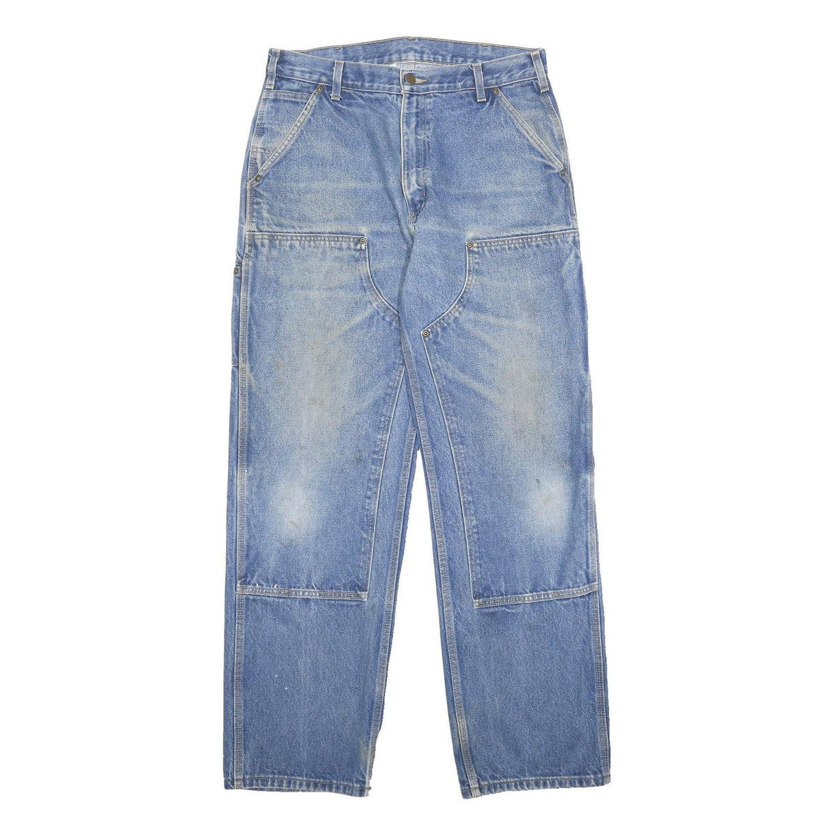 CARHARTT Mens Relaxed Blue Denim Jeans W34 L32 Workwear Durable Cotton Zip