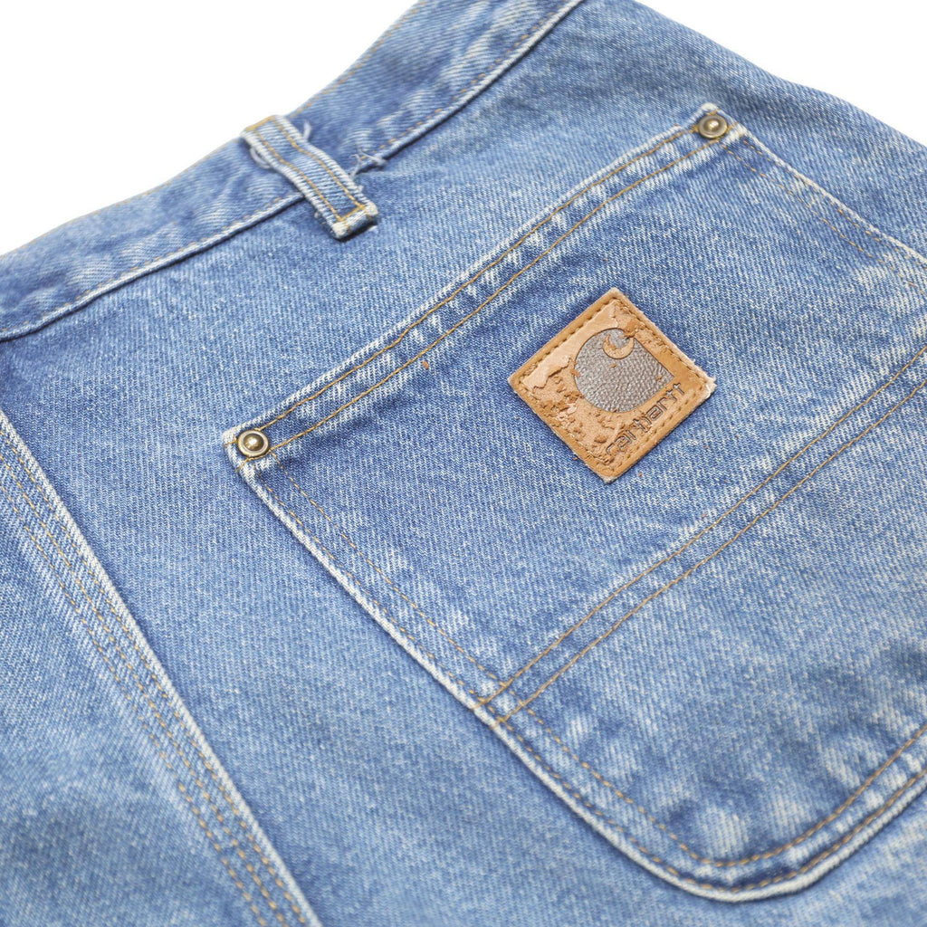 CARHARTT Mens Relaxed Blue Denim Jeans W34 L32 Workwear Durable Cotton Zip