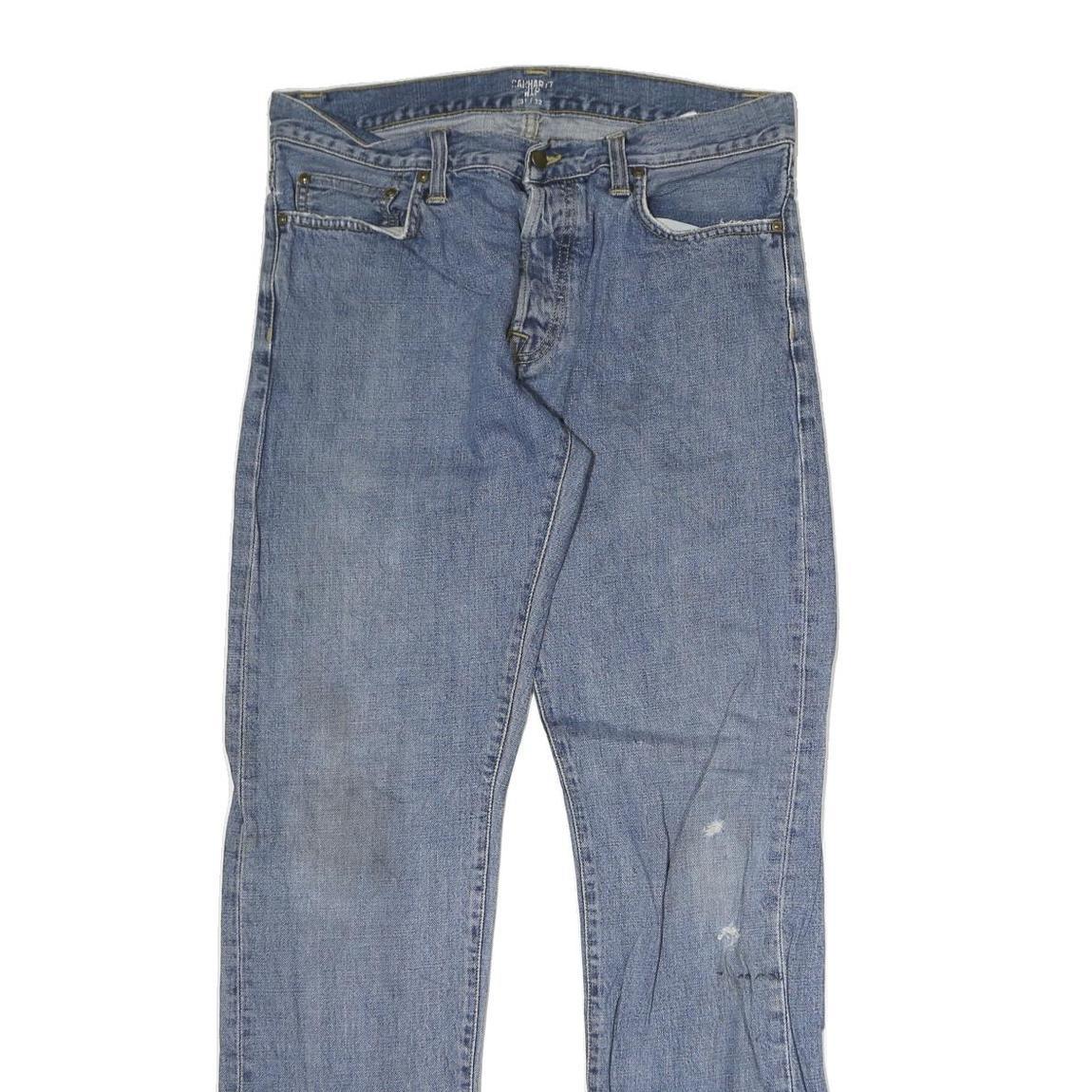 CARHARTT WIP Mens Jeans Blue Slim Straight Denim Medium W32 L31 Classic Zip