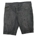 RAINBOW Mens Shorts Black Denim XL W40 Rebel Core Zip Pocket Casual