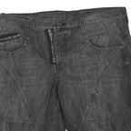 RAINBOW Mens Shorts Black Denim XL W40 Rebel Core Zip Pocket Casual