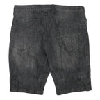 RAINBOW Mens Shorts Black Denim XL W40 Rebel Core Zip Pocket Casual