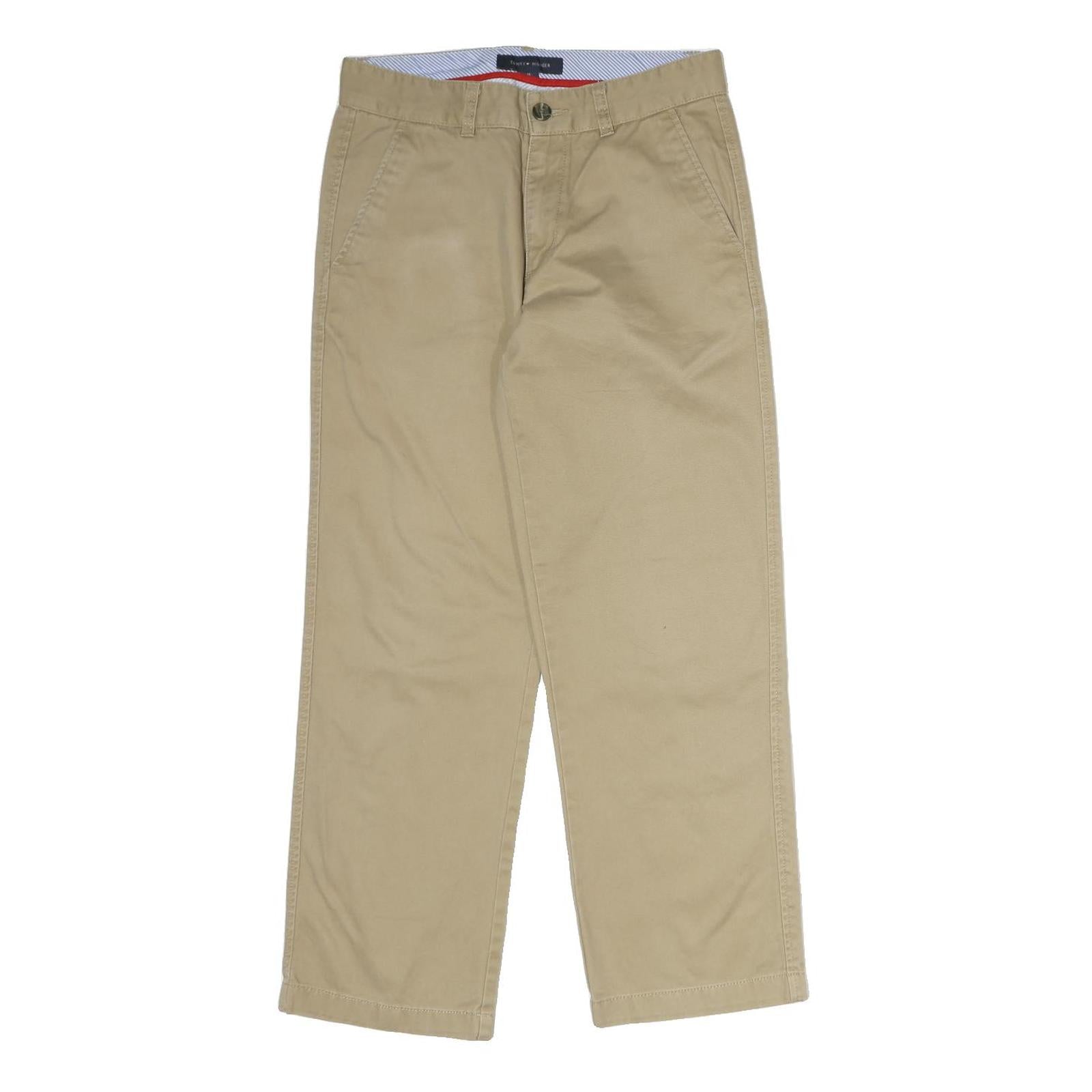 TOMMY HILFIGER Mens Cotton Blend Beige Regular Fit Straight Trousers W28 L27