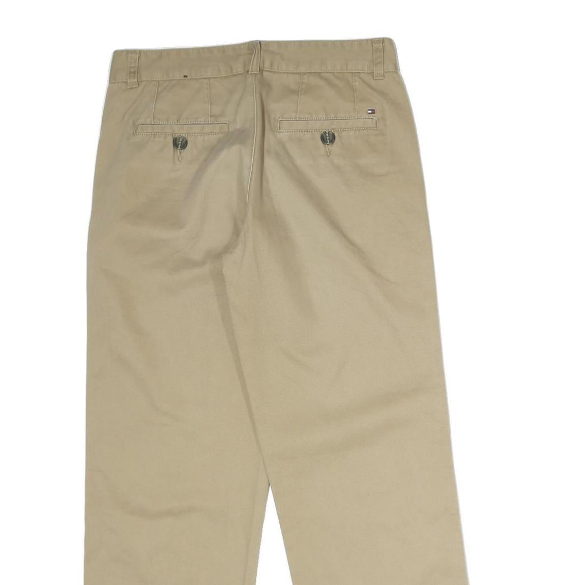 TOMMY HILFIGER Mens Cotton Blend Beige Regular Fit Straight Trousers W28 L27