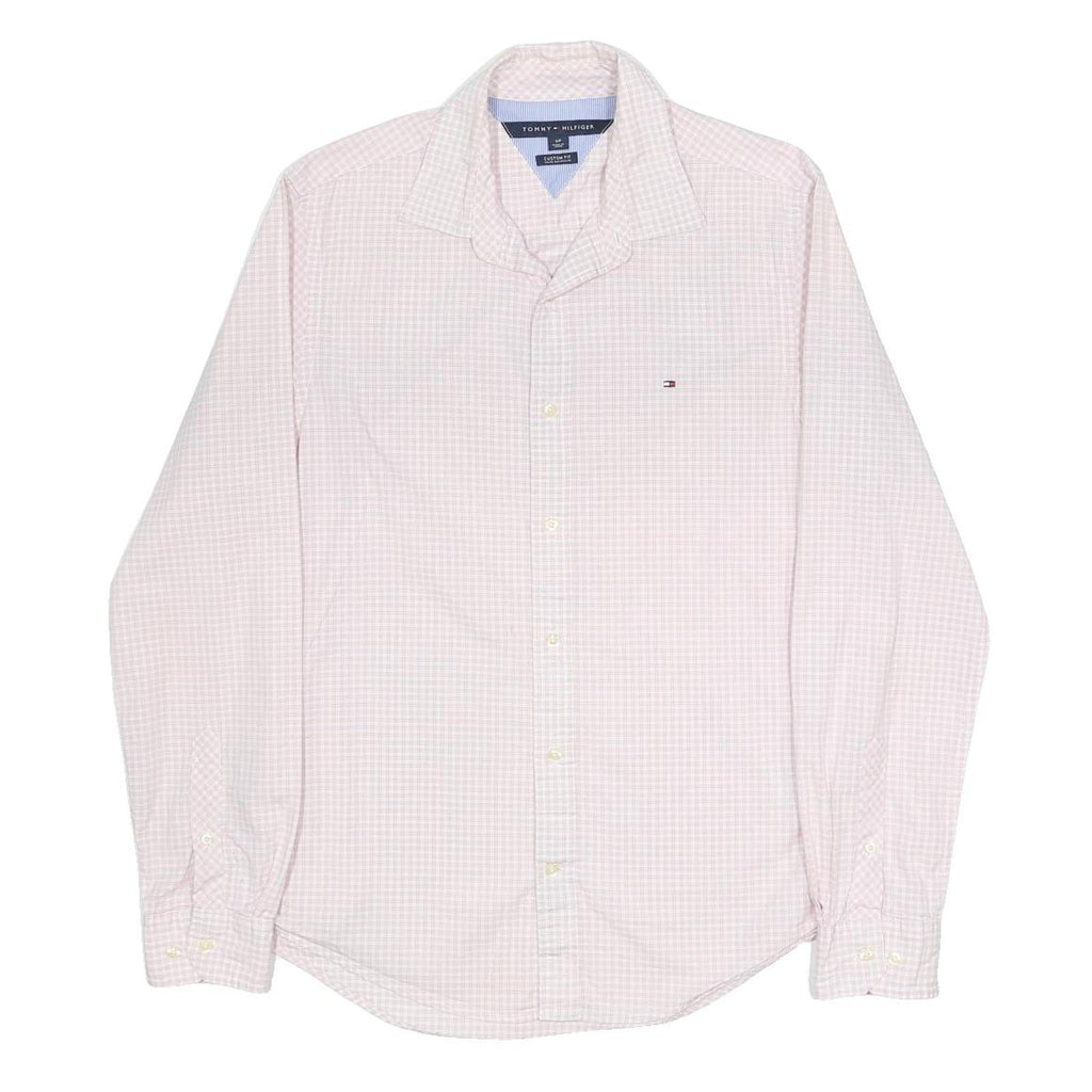 TOMMY HILFIGER Mens Pink Check Shirt S Cotton Blend Casual Classic