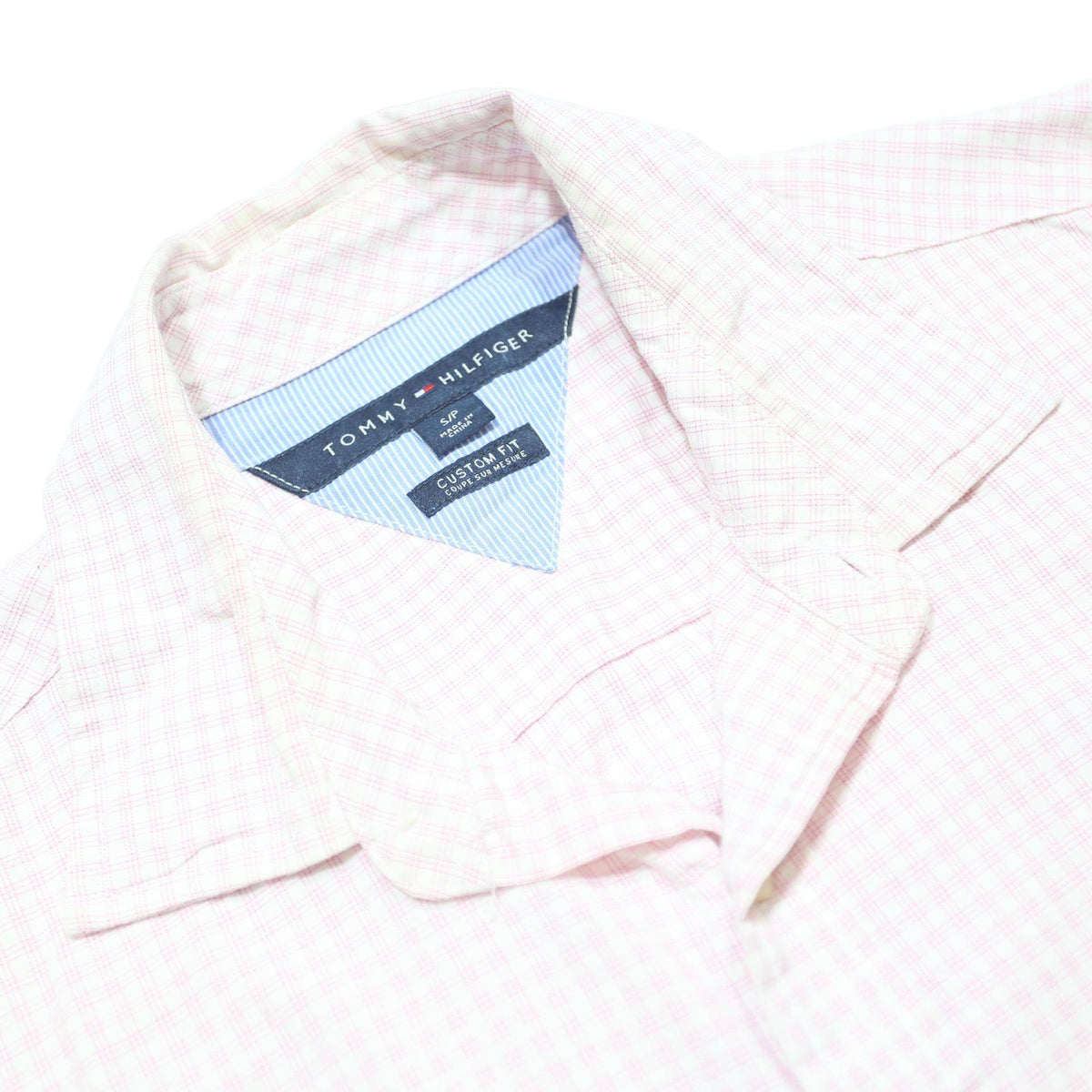 TOMMY HILFIGER Mens Pink Check Shirt S Cotton Blend Casual Classic