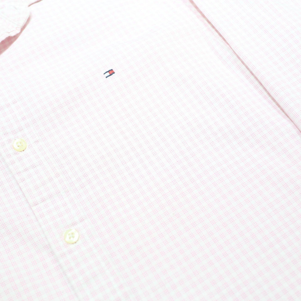 TOMMY HILFIGER Mens Pink Check Shirt S Cotton Blend Casual Classic